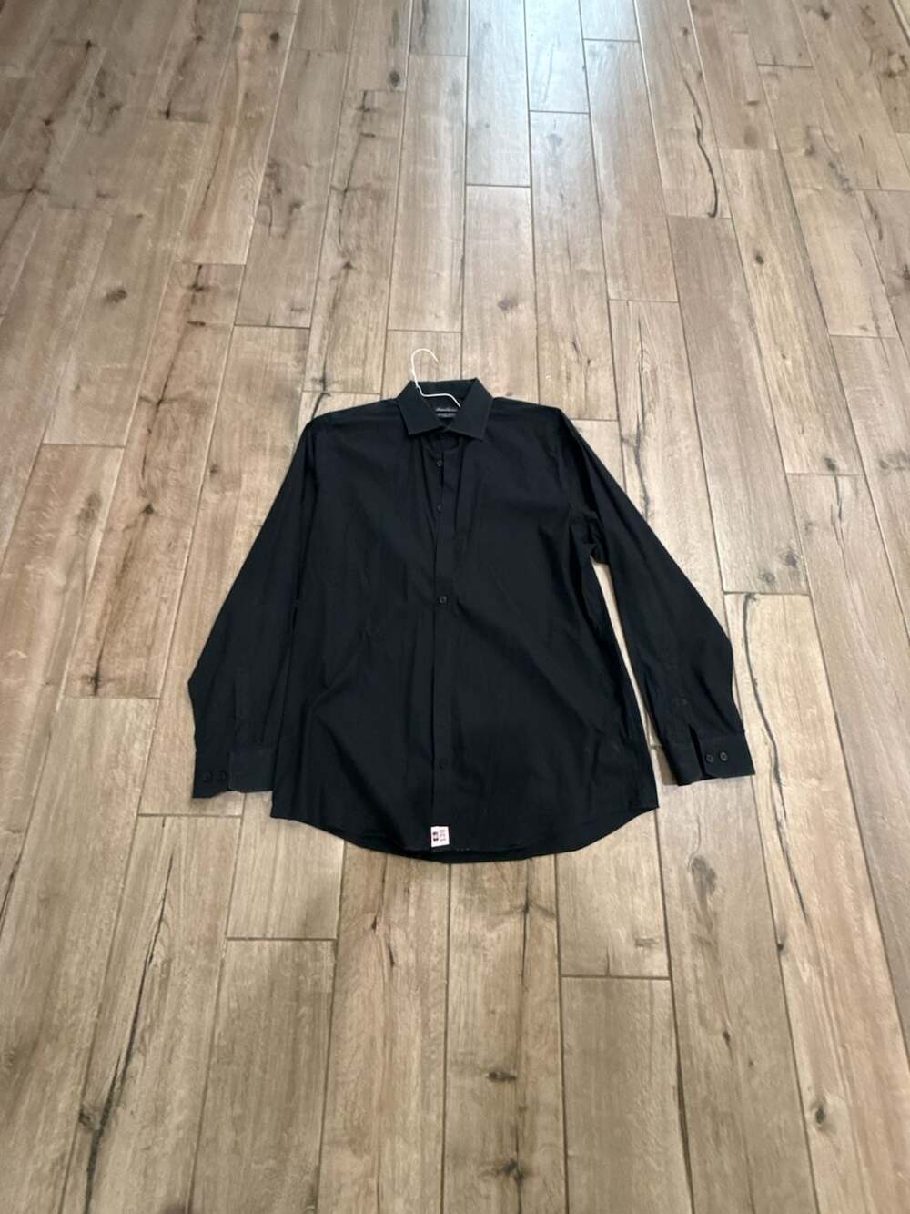 Kenneth Cole New York Dress Shirt Size 16.5 34/35 Black Non Iron Stretch